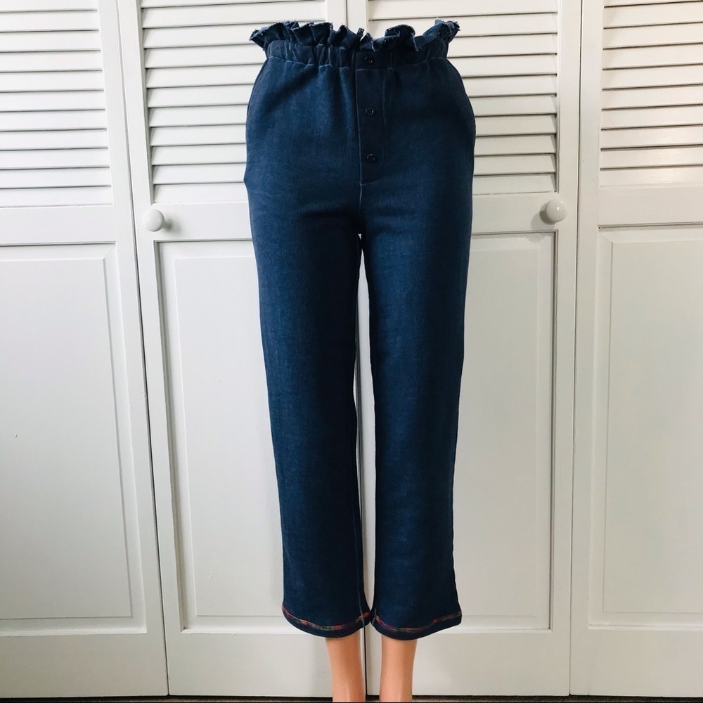 New SOMETHING NAVY Blue Ruffle Sweatpants Size XS